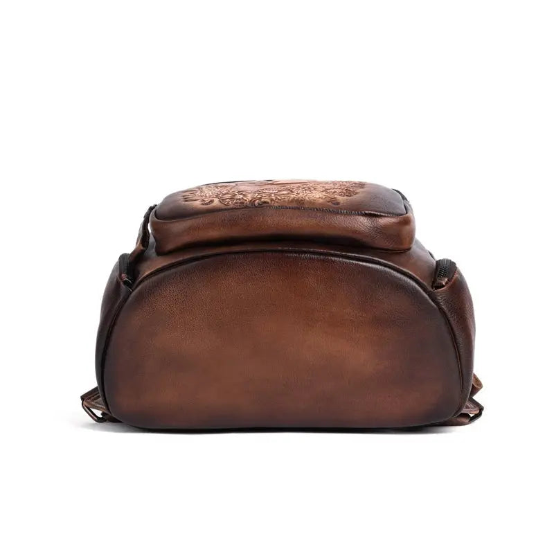 Rossie Viren Women's Retro Genuine Leather Large Backpack, Leather Rucksack, Leather Knapsack ,Office Bag,Travel Backpack
