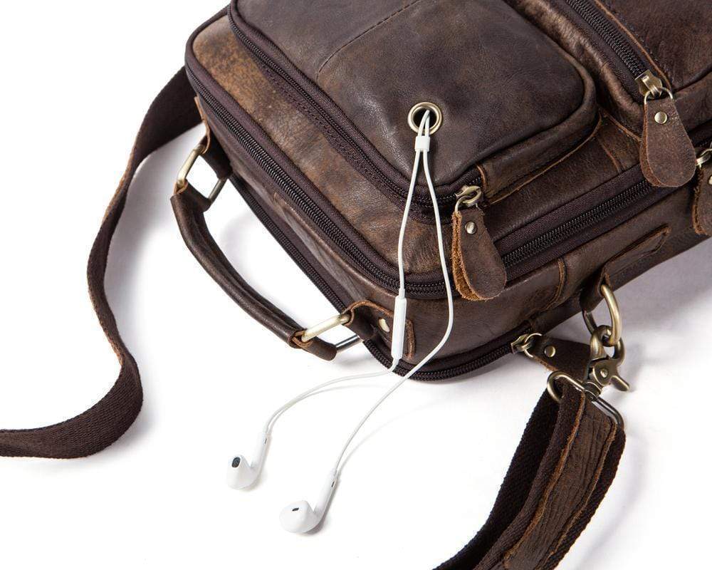 Rossie Viren Vintage Crossbody Bag Two Pockets Front With Grab Handle And Long Shoulder Strap
