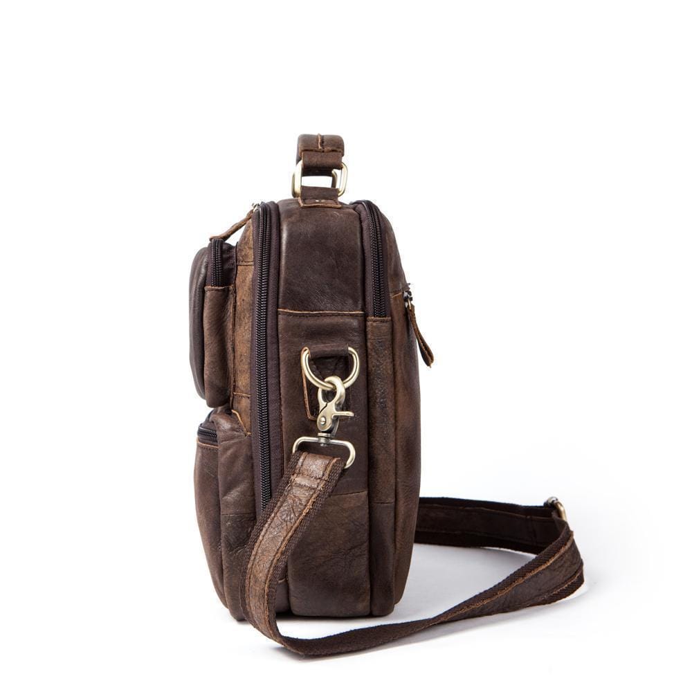 Rossie Viren Vintage Crossbody Bag Two Pockets Front With Grab Handle And Long Shoulder Strap