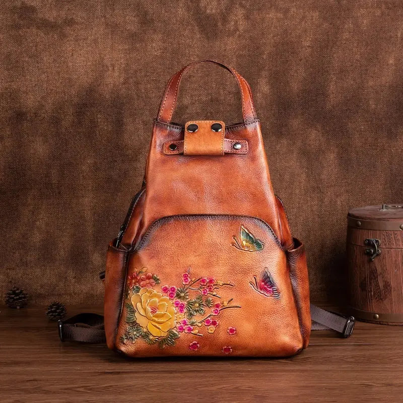Rossie Viren Women's Vintage Leather Backpack, Leather Rucksack, Womens Backpack, Gift for her