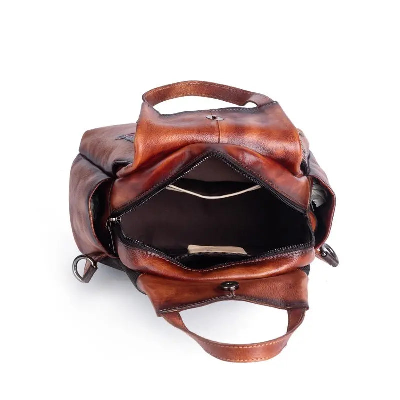 Rossie Viren Women's Vintage Leather Backpack, Leather Rucksack, Womens Backpack, Gift for her