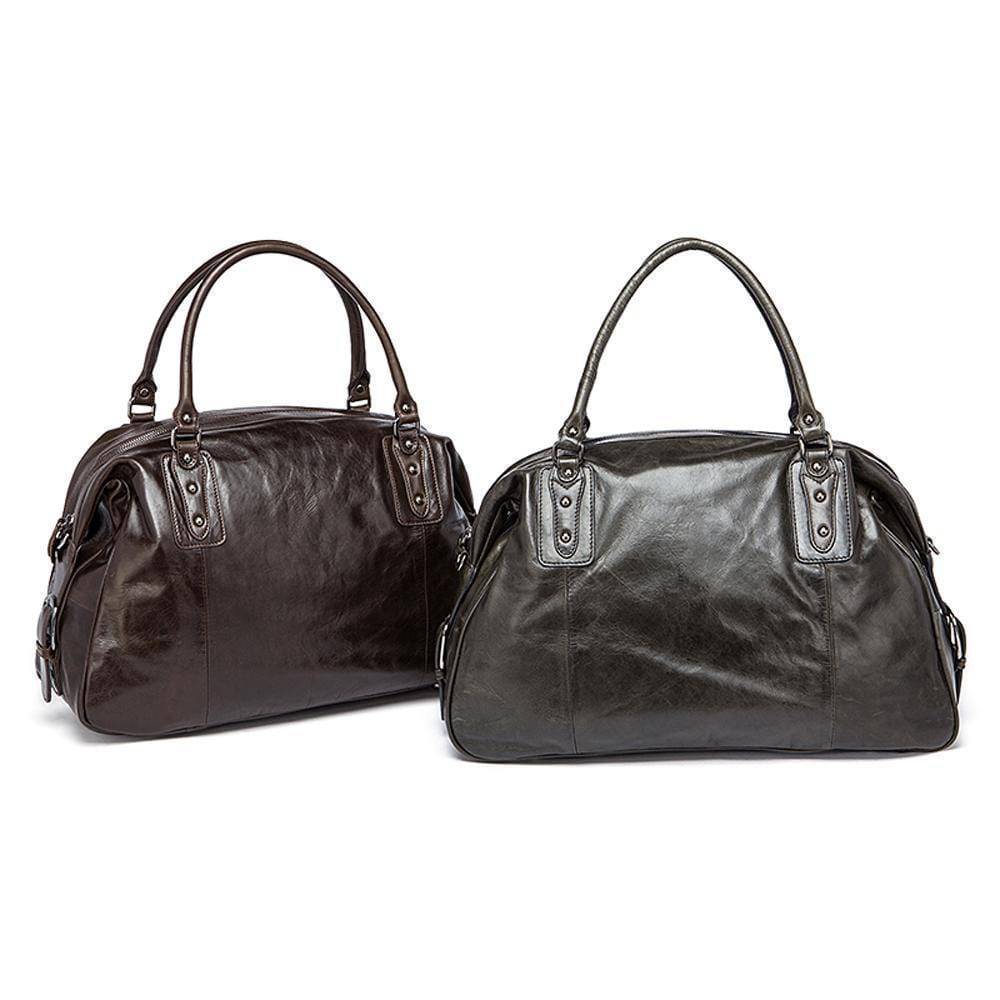 Rossie Viren Vintage Leather Large Travel Carry-All - Unisex Weekender Duffel Shoulder Bag