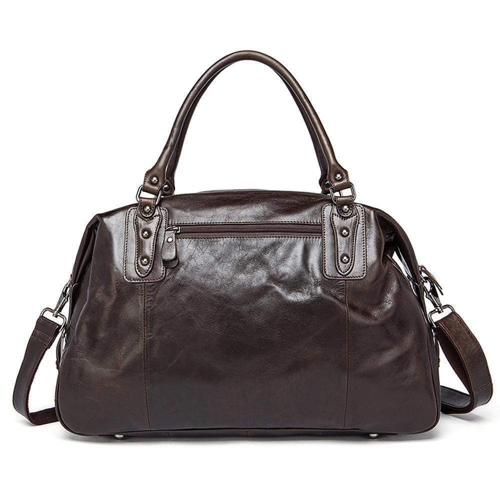 Rossie Viren Vintage Leather Large Travel Carry-All - Unisex Weekender Duffel Shoulder Bag