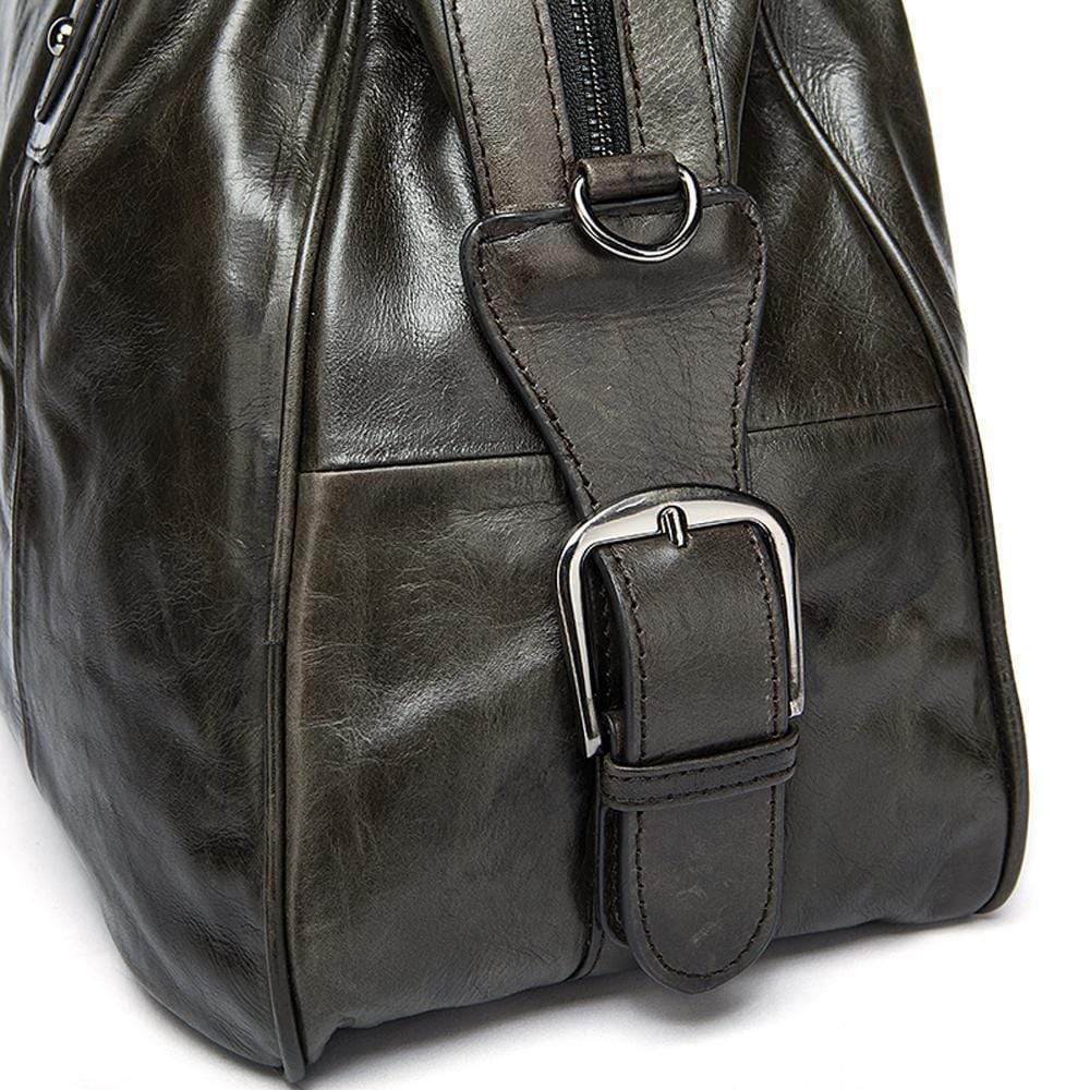 Rossie Viren Vintage Leather Large Travel Carry-All - Unisex Weekender Duffel Shoulder Bag