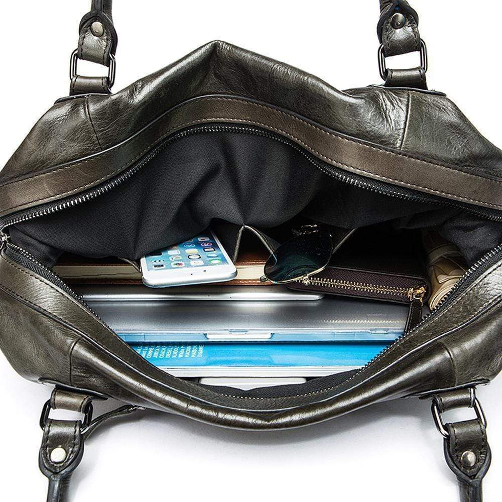 Rossie Viren Vintage Leather Large Travel Carry-All - Unisex Weekender Duffel Shoulder Bag