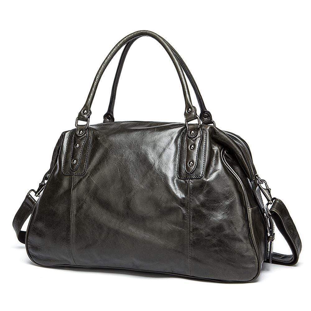 Rossie Viren Vintage Leather Large Travel Carry-All - Unisex Weekender Duffel Shoulder Bag