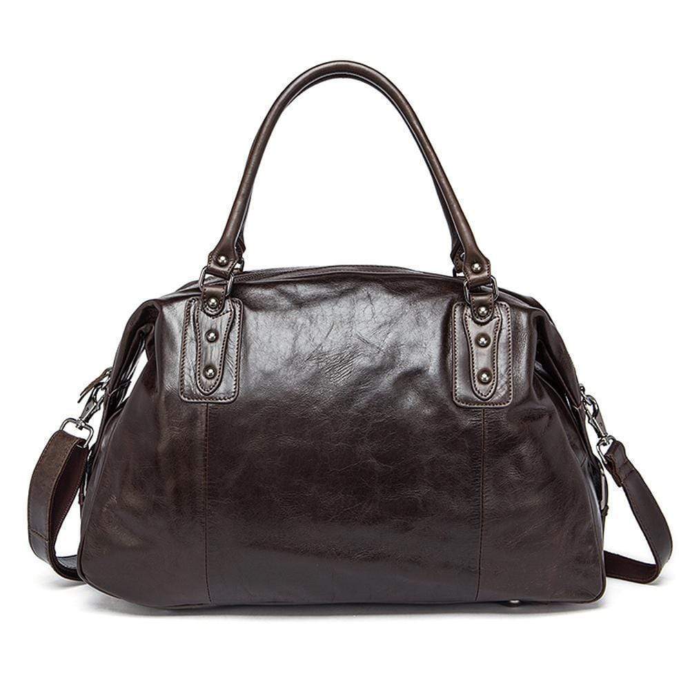 Rossie Viren Vintage Leather Large Travel Carry-All - Unisex Weekender Duffel Shoulder Bag