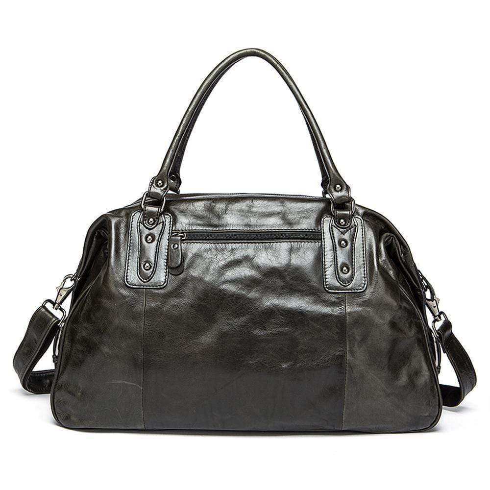 Rossie Viren Vintage Leather Large Travel Carry-All - Unisex Weekender Duffel Shoulder Bag