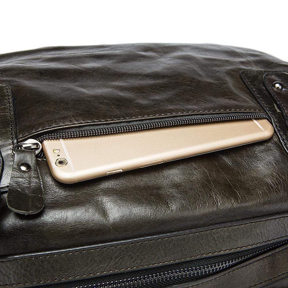 Rossie Viren Vintage Leather Large Travel Carry-All - Unisex Weekender Duffel Shoulder Bag