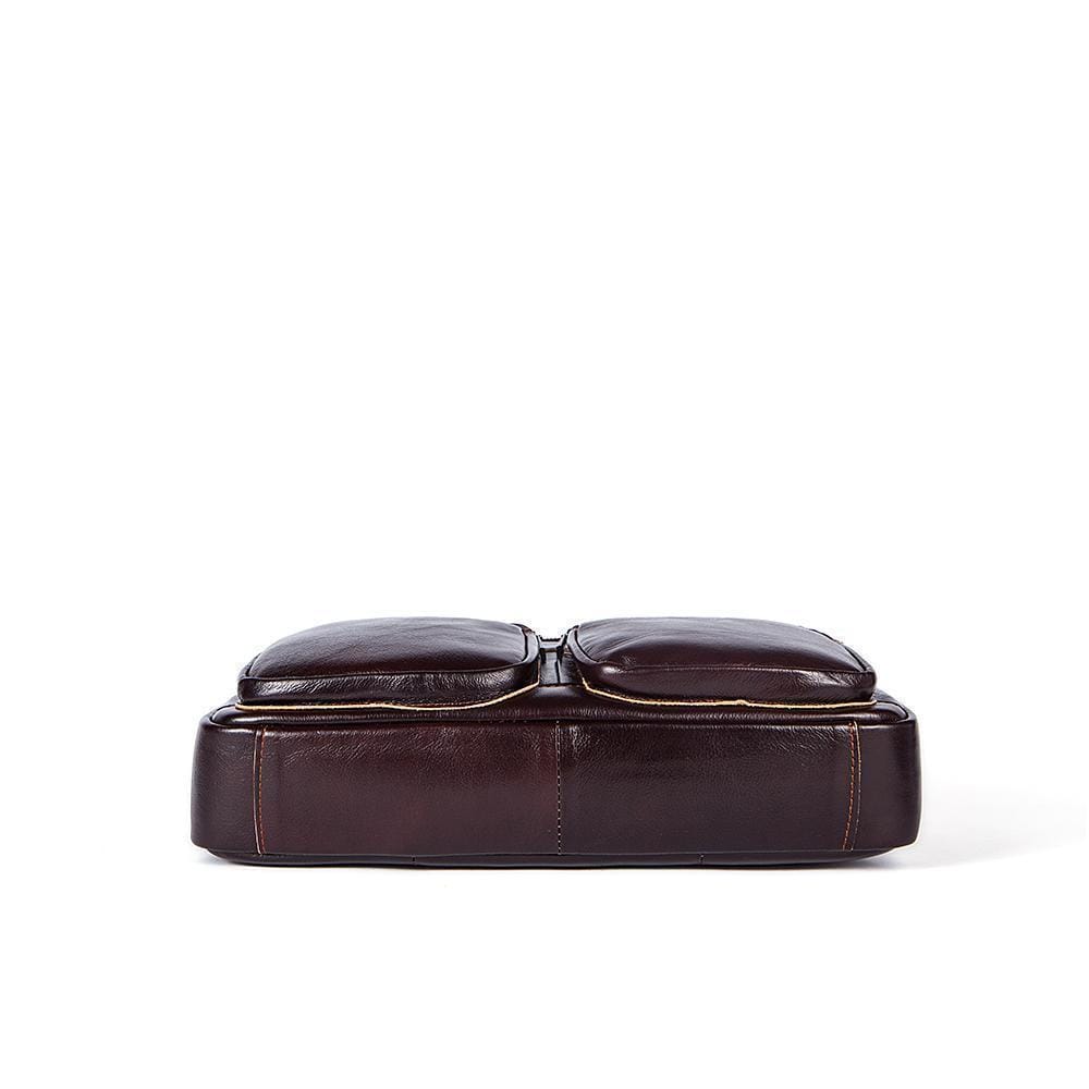 Rossie Viren Vintage Retro Brown Leather Men's Briefcase Messenger Bag