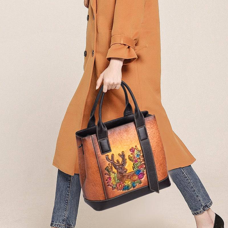 Rossie Viren Women's Women Leather Handbag Purse Top Handle Crossbody Bag Leather Tote Shoulder Bag