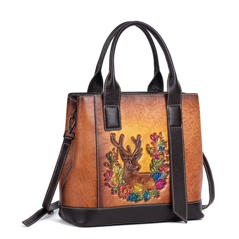 Rossie Viren Women's Women Leather Handbag Purse Top Handle Crossbody Bag Leather Tote Shoulder Bag