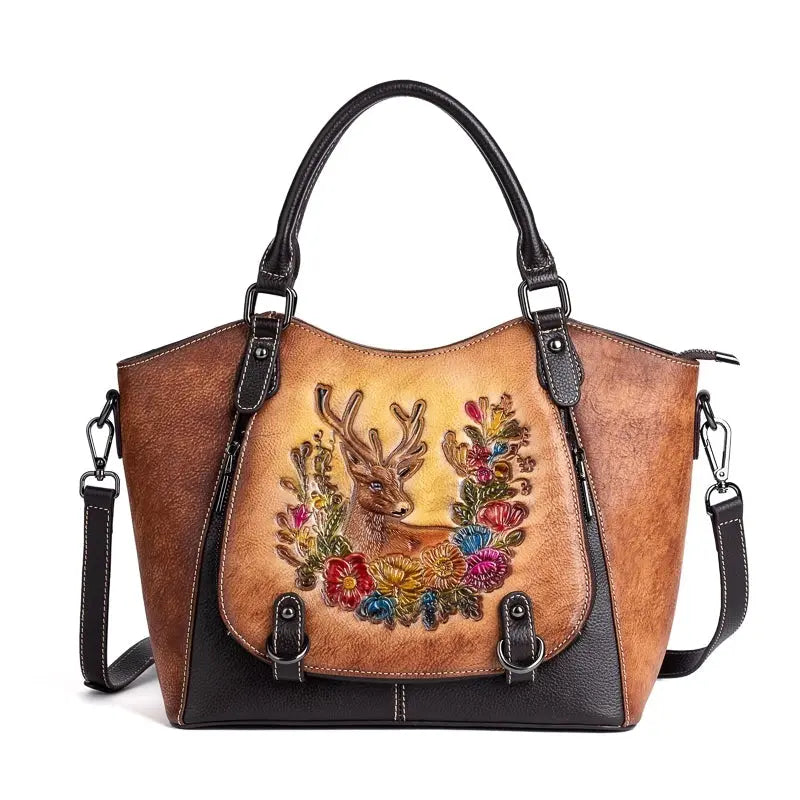 Rossie Viren Women's Women’s Genuine Leather Handbag Shoulder Bags Work Tote Bag Top Handle Bag Ladies Purses Satchel