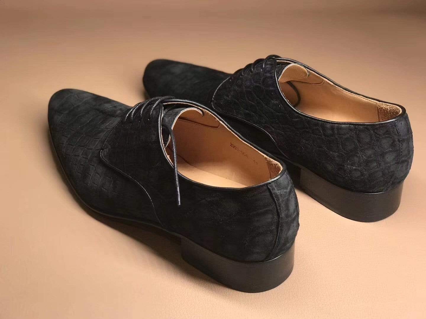 Crocodile Shoes Sanded Crocodile Leather Lace Up Shoes