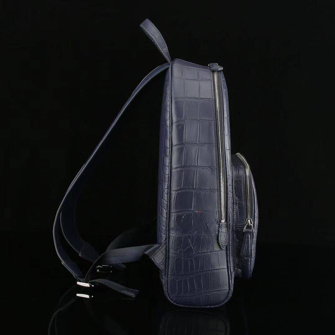 Preorder Large Matt Nile Crocodile Leather Backpack Black
