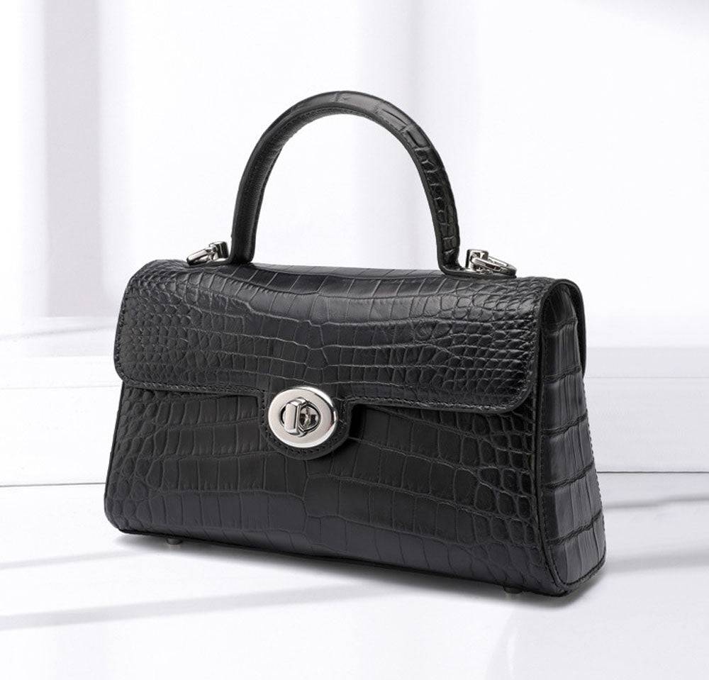 Small Matt Genuine Crocodile Leather Top Handle Bags