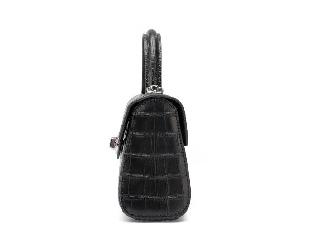Small Matt Genuine Crocodile Leather Top Handle Bags