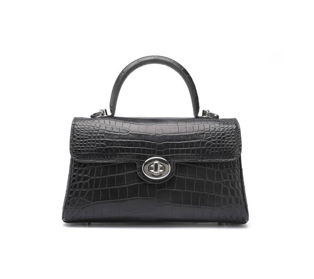 Small Matt Genuine Crocodile Leather Top Handle Bags