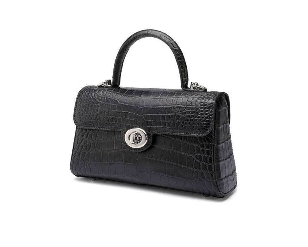 Small Matt Genuine Crocodile Leather Top Handle Bags