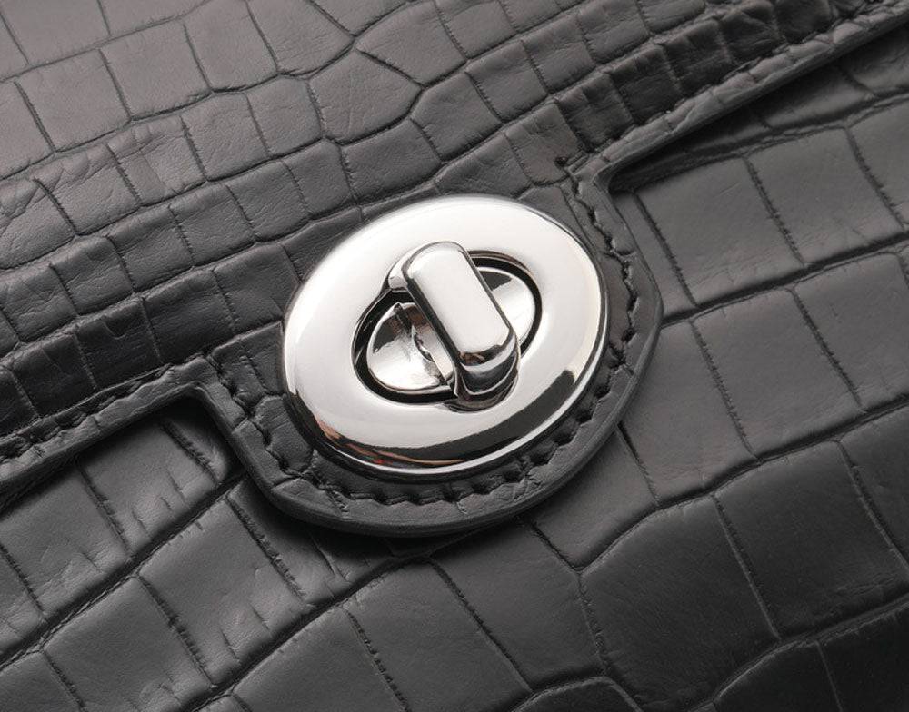Small Matt Genuine Crocodile Leather Top Handle Bags