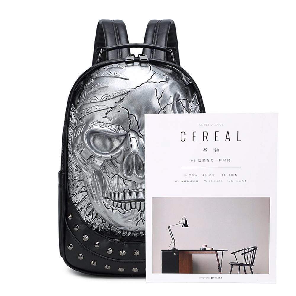 3D Backpack ,Studded Halloween 3D Skull With Rose Rucksacks Travel Bags