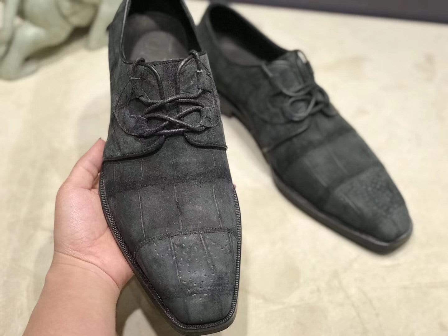 Crocodile Shoes Sanded  Genuine Crocodile Leather Penny Casual Business Brogue Shoes
