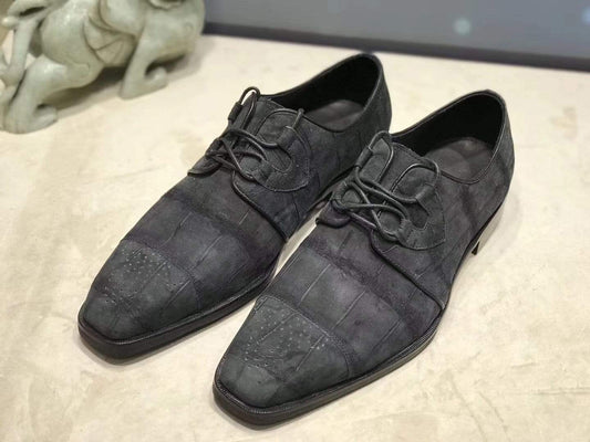Crocodile Shoes Sanded  Genuine Crocodile Leather Penny Casual Business Brogue Shoes
