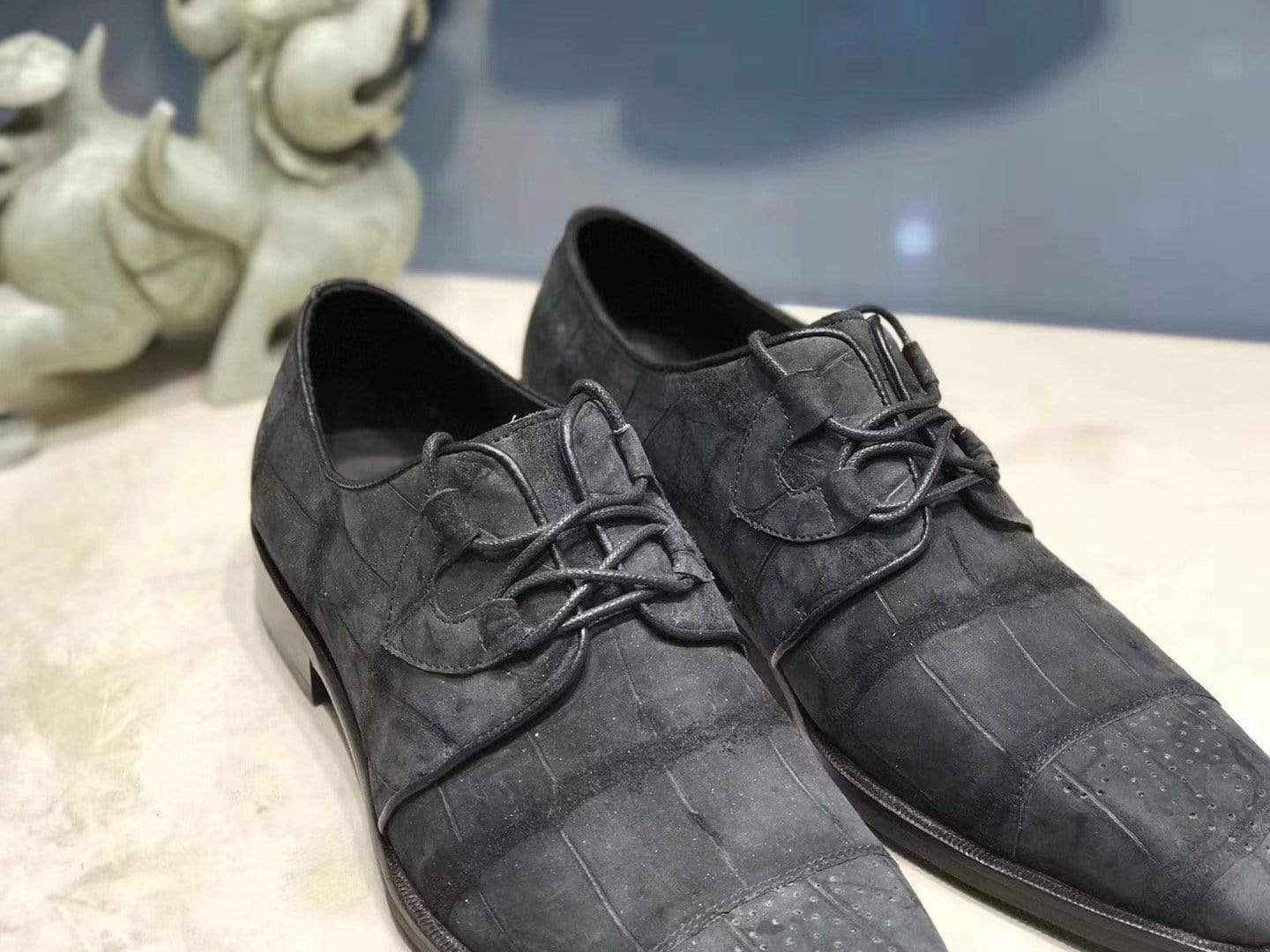 Crocodile Shoes Sanded  Genuine Crocodile Leather Penny Casual Business Brogue Shoes