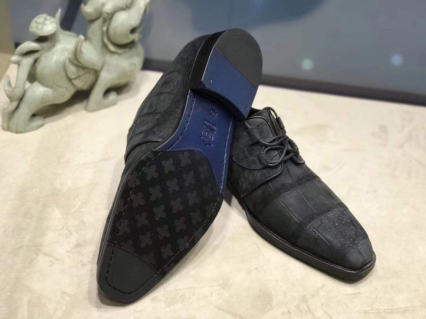 Crocodile Shoes Sanded  Genuine Crocodile Leather Penny Casual Business Brogue Shoes