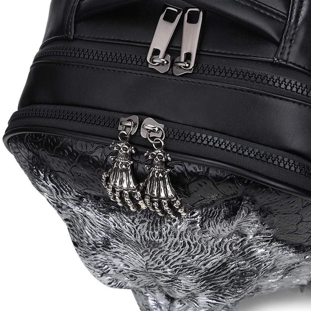 Unisex 3D Angry Wolf PU Leather Casual Laptop Rivet Fashion Backpack
