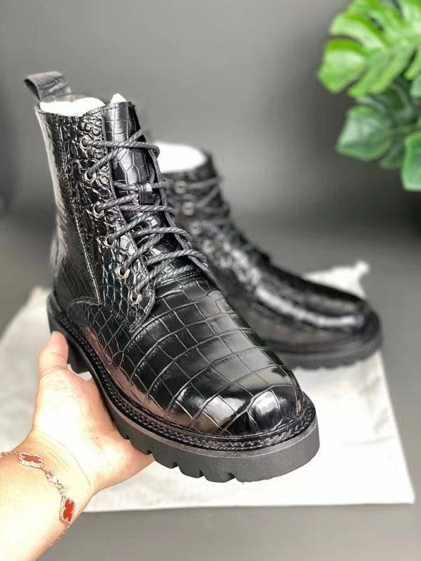 Crocodile Shoes Unisex Crocodile Leather Martin boots Couple Shoes