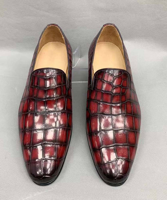 Crocodile Shoes Vintage Men's Genuine Crocodile Skin Leather Slip On Loafers Driving Fashion Luxury Business Driving Shoes