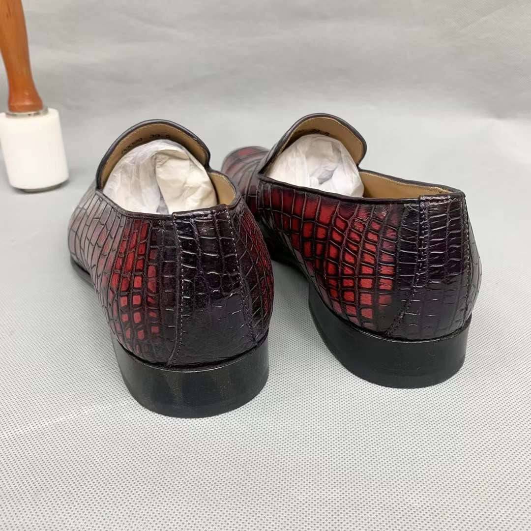 Crocodile Shoes Vintage Men's Genuine Crocodile Skin Leather Slip On Loafers Driving Fashion Luxury Business Driving Shoes