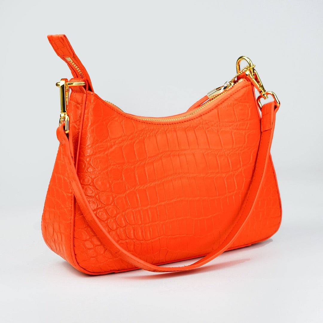 Women Crocodile Leather Underarm Hobo Bag