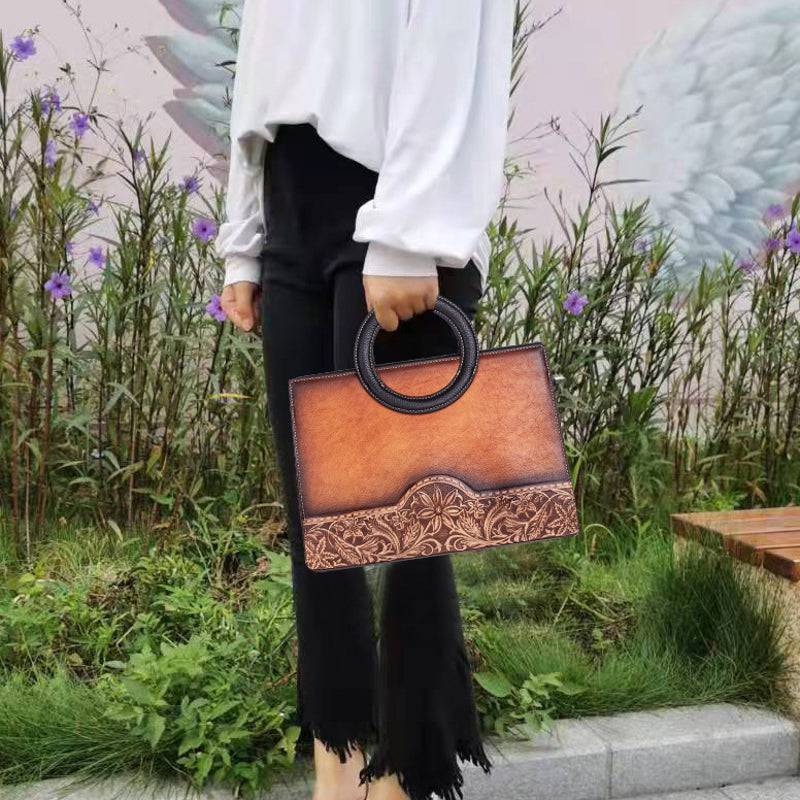 Rossie Viren Women's Women Crossbody Small Tote Bag with Leather Circular Handle | Handle Bag | Crossbody Bag