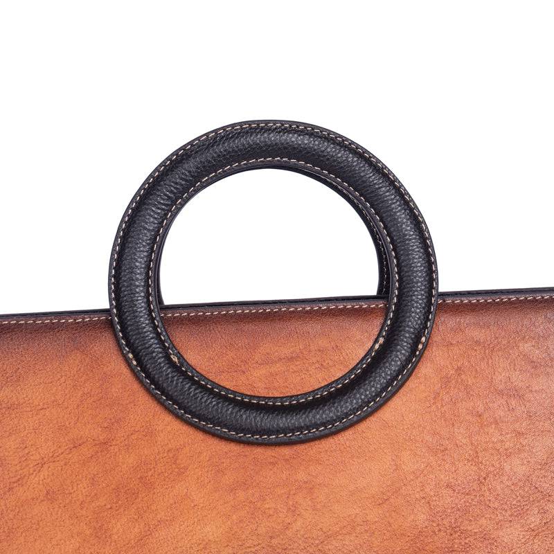 Rossie Viren Women's Women Crossbody Small Tote Bag with Leather Circular Handle | Handle Bag | Crossbody Bag