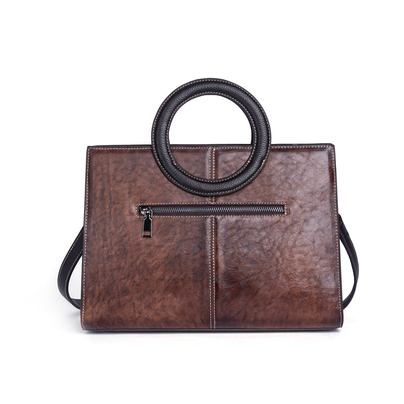 Rossie Viren Women's Women Crossbody Small Tote Bag with Leather Circular Handle | Handle Bag | Crossbody Bag