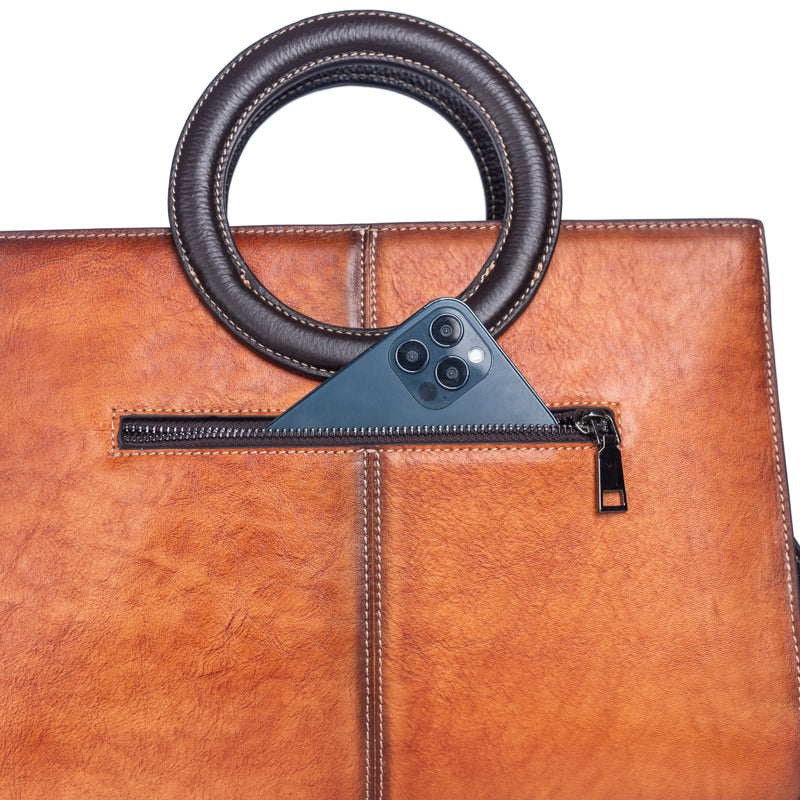 Rossie Viren Women's Women Crossbody Small Tote Bag with Leather Circular Handle | Handle Bag | Crossbody Bag