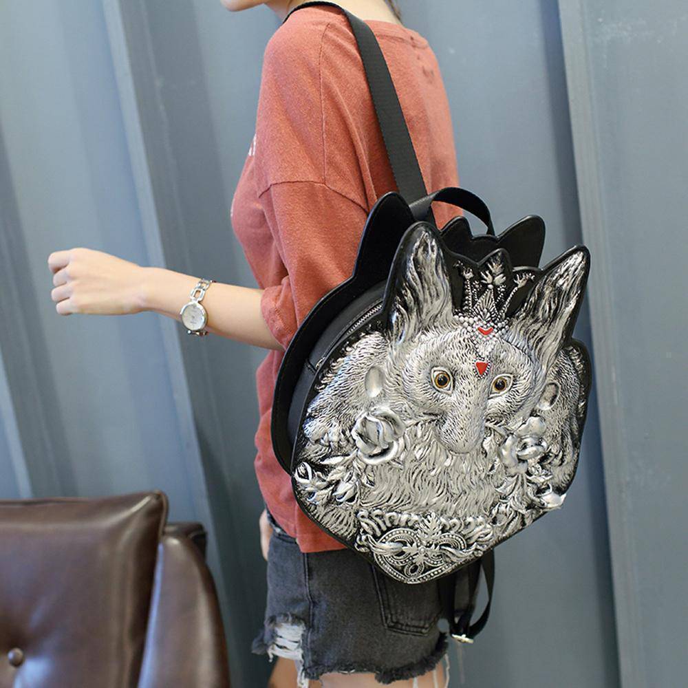 3D Backpack Fashion 3D Ladie's Fox Modeling Casual Backpack Bags