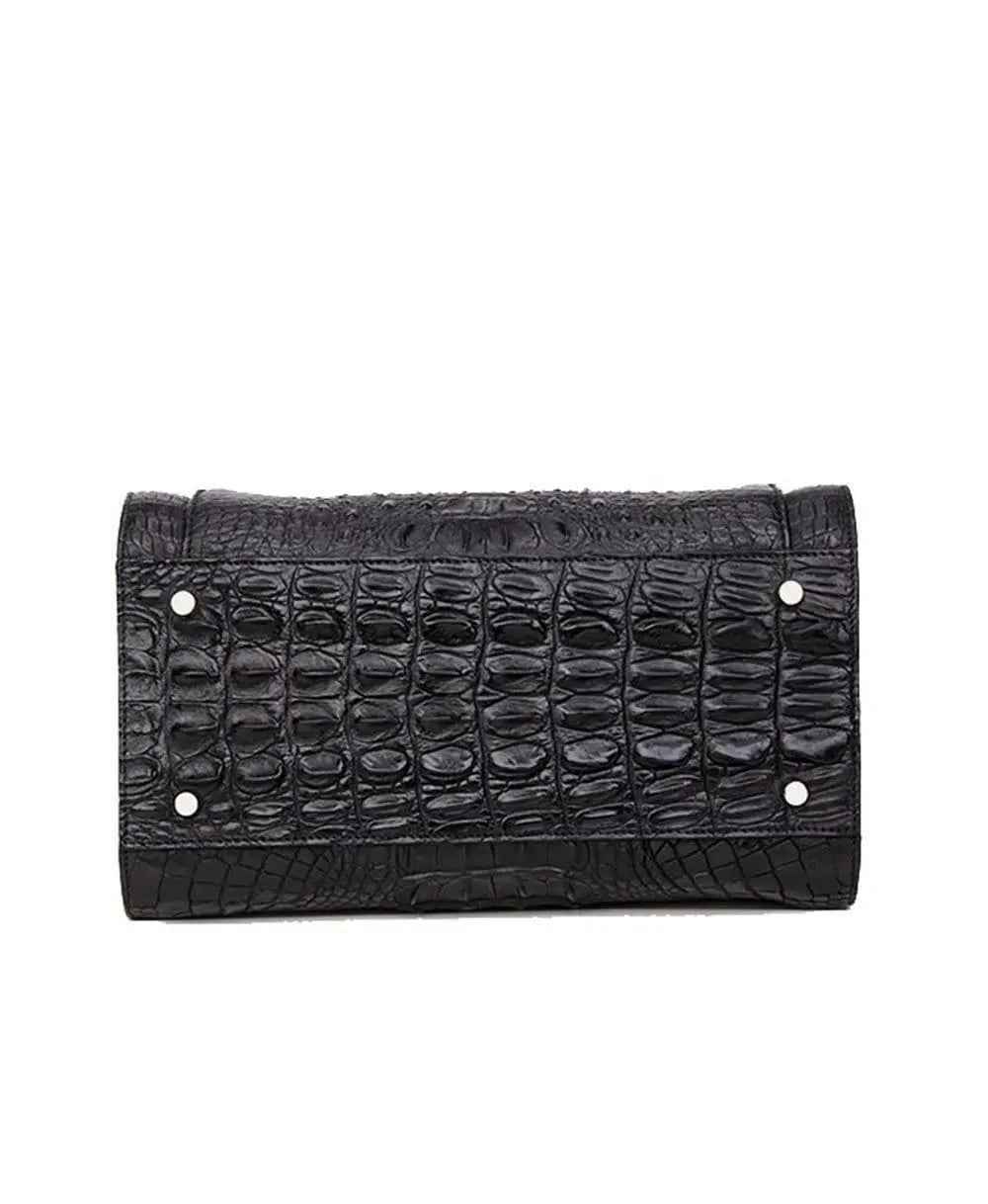 Women's Crocodile Leather Dome Satchel Bag