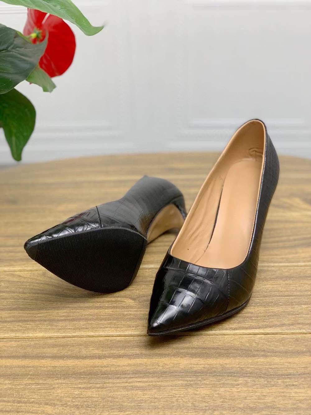 Crocodile Shoes Women's Crocodile Leather  Low Heel Dress Shoes