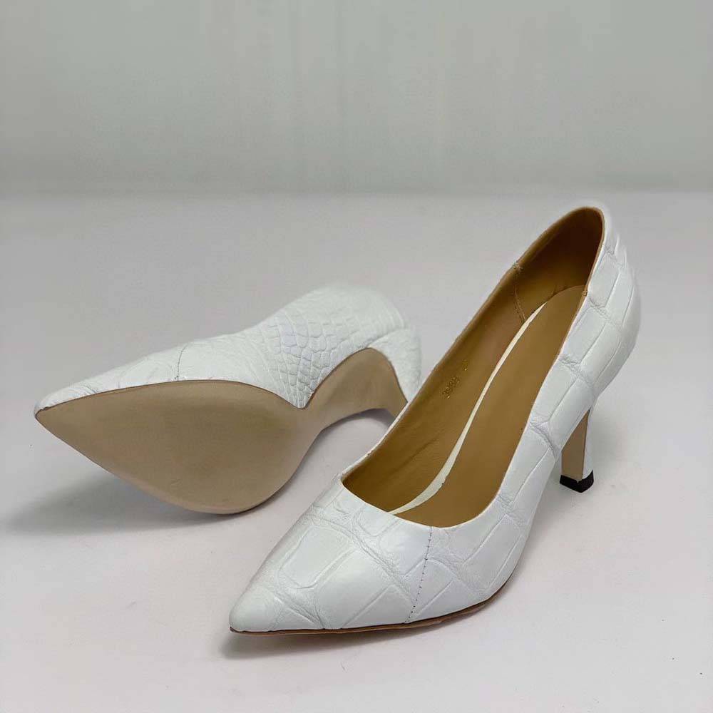 Crocodile Shoes Women's Crocodile Leather  Low Heel Dress Shoes