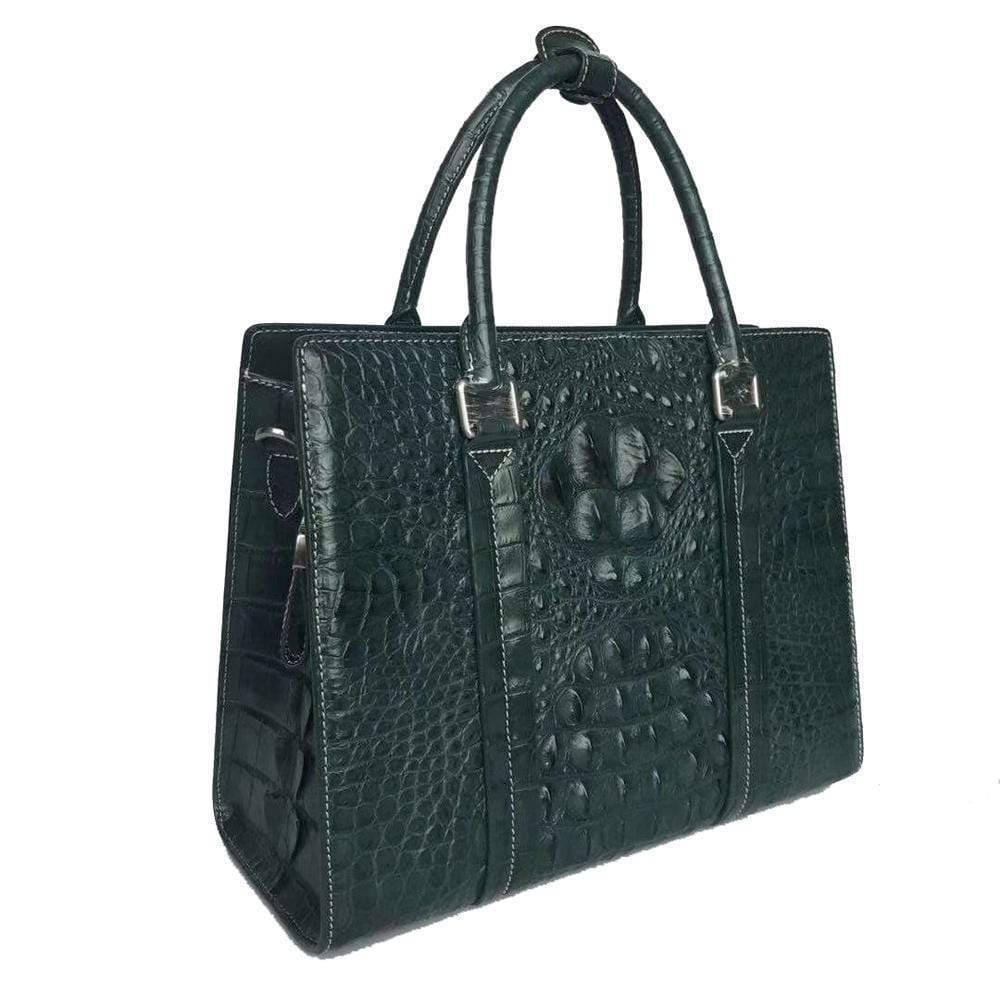 Unisex Genuine Crocodile Leather Top Handle Shoulder Bag
