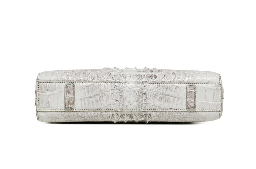 Women's Genuine Crocodile  Leather Briefcase White