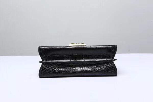 Women's Genuine Crocodile Leather Tote  Top Handle Bags Black