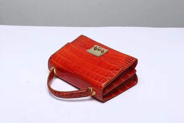 Women's Genuine Crocodile Leather Tote  Top Handle Bags Red