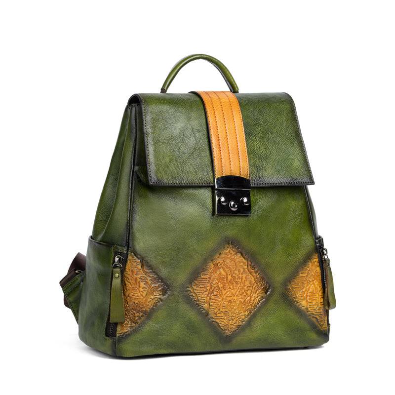 Rossie Viren Women's Women’s Vintage Leather Backpack Handle Shoulder Bag