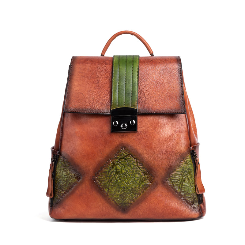 Rossie Viren Women's Women’s Vintage Leather Backpack Handle Shoulder Bag
