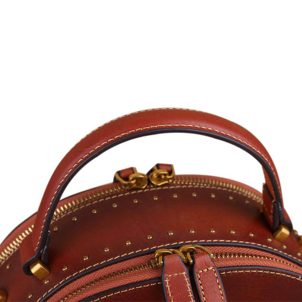 Rossie Viren Women's Womens Classic Vintage Studded Mini Half Moon Top Handle Cross Body Shoulder Bag