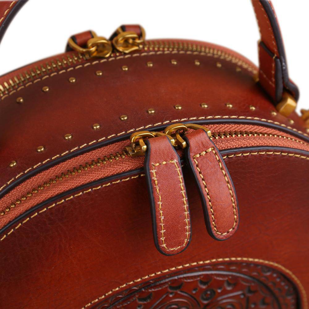 Rossie Viren Women's Womens Classic Vintage Studded Mini Half Moon Top Handle Cross Body Shoulder Bag